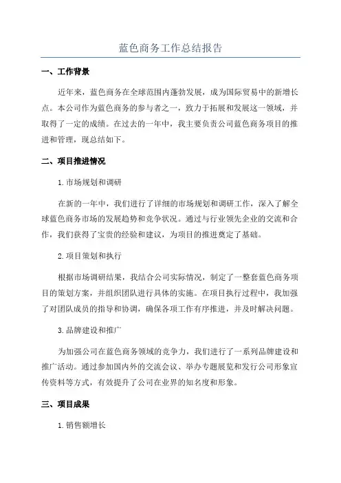 蓝色商务工作总结报告