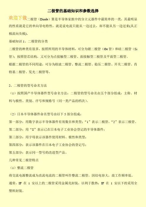 二极管的基础知识和参数选择