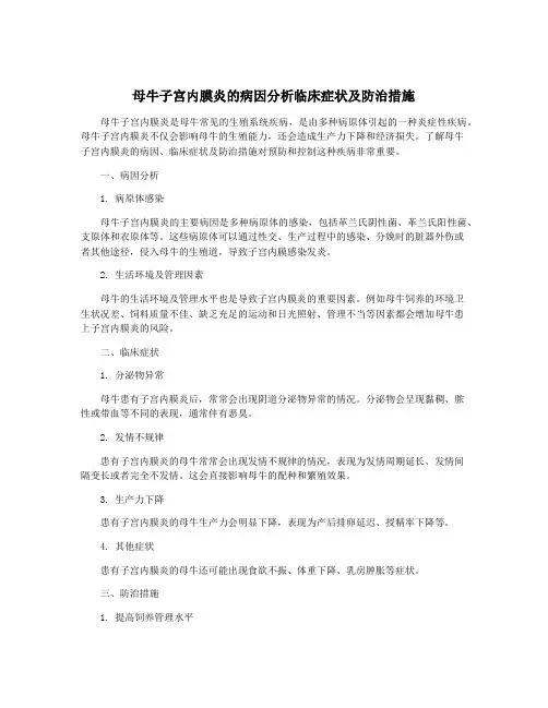 母牛子宫内膜炎的病因分析临床症状及防治措施