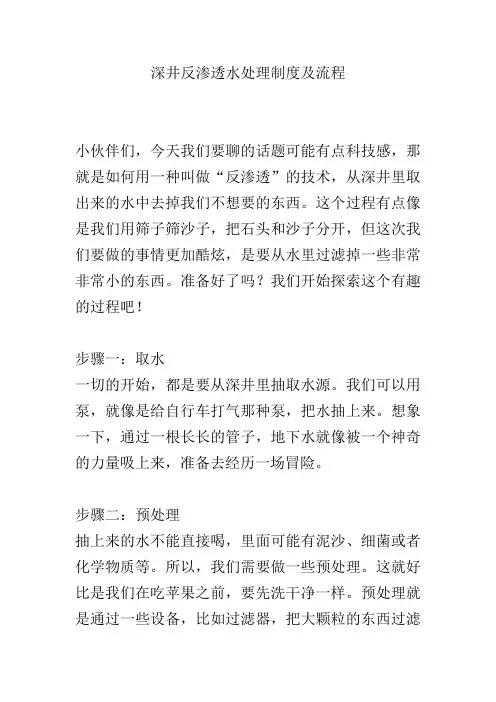 深井反渗透水处理制度及流程