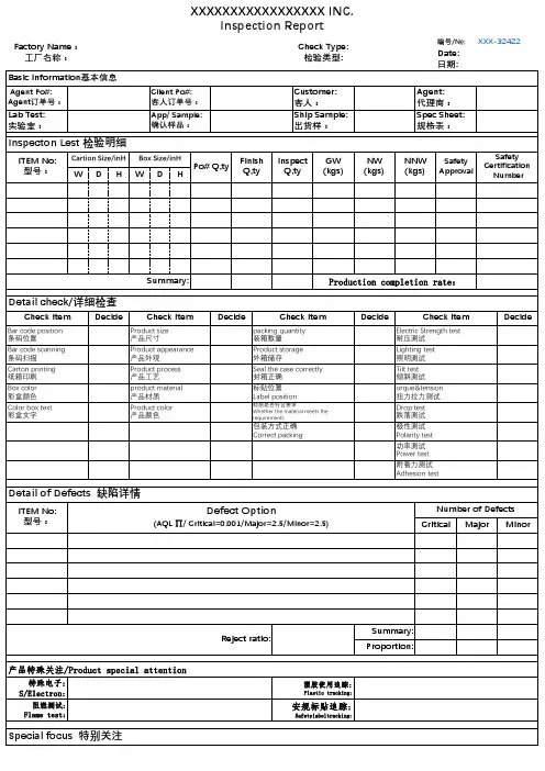 外贸验货报告