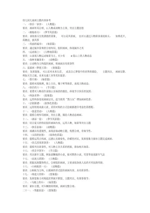 幼儿园儿童画50个主题(文档良心出品)