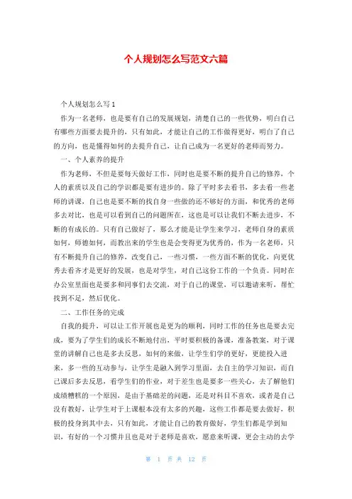 个人规划怎么写范文六篇