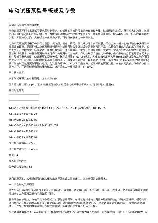 电动试压泵型号概述及参数