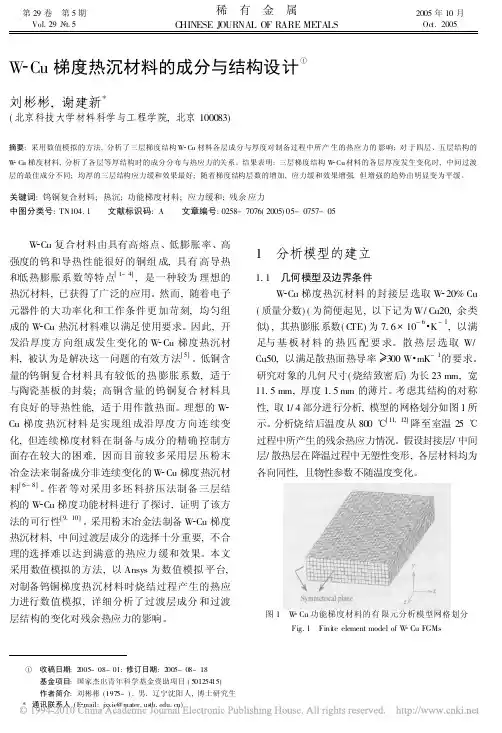 W_Cu梯度热沉材料的成分与结构设计