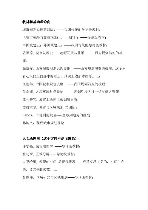 城市规划相关专业书籍