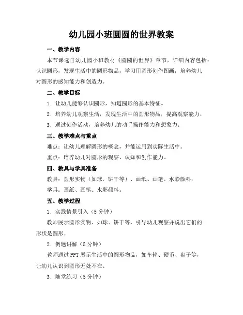 幼儿园小班圆圆的世界教案