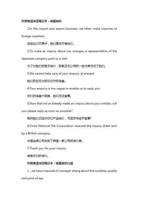 外贸英语洋话笔记本：询盘询价