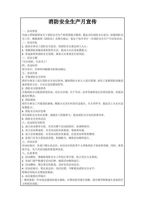 消防安全生产月宣传