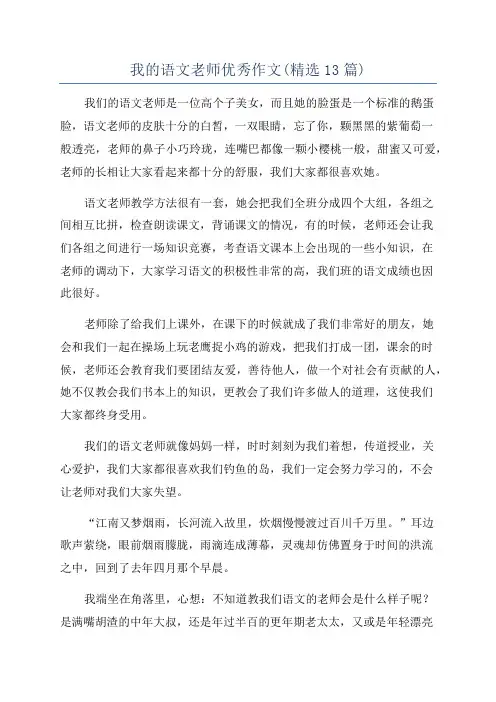 我的语文老师优秀作文(精选13篇)