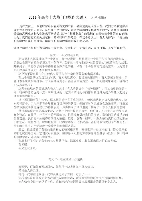 2011年高考十大热门话题作文题