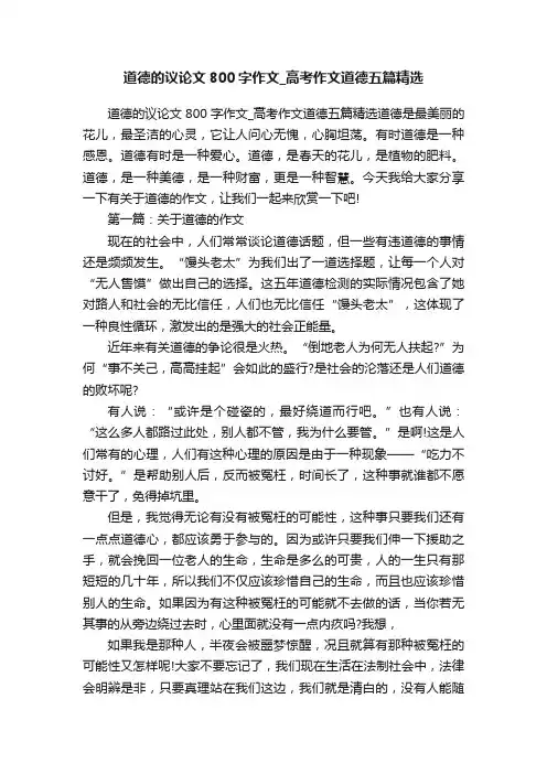 道德的议论文800字作文_高考作文道德五篇精选