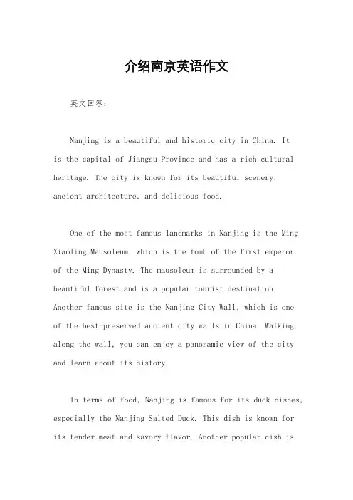 介绍南京英语作文