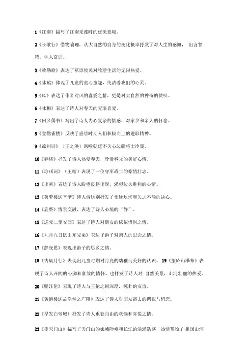 75首古诗表达情感