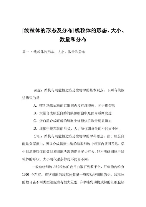 [线粒体的形态及分布]线粒体的形态、大小、数量和分布