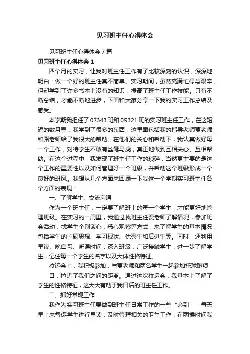 见习班主任心得体会7篇