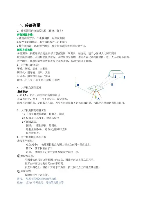 数字测图期末考试复习知识点