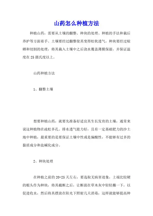 山药怎么种植方法