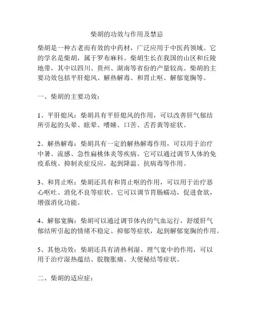 柴胡的功效与作用及禁忌