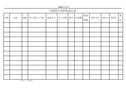 中药饮片养护检查记录文本