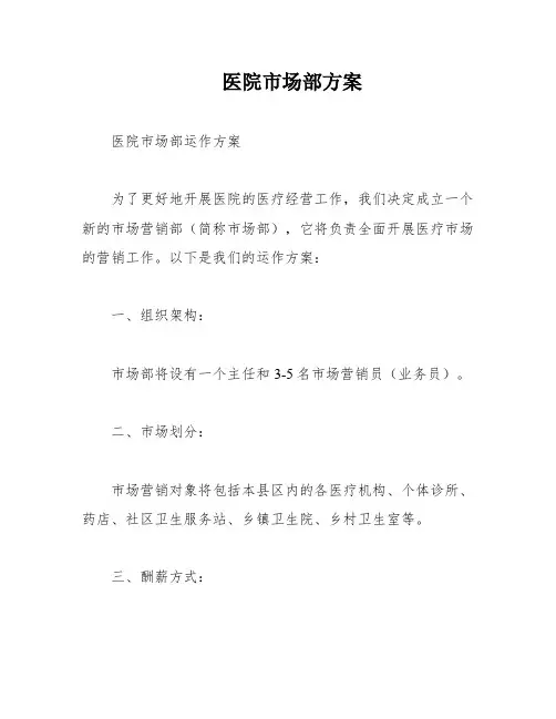 医院市场部方案