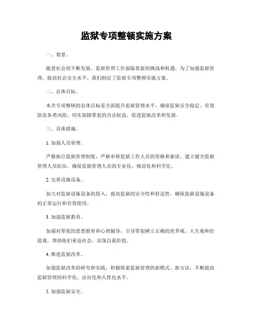 监狱专项整顿实施方案