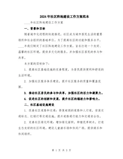 2024年社区阵地建设工作方案范本