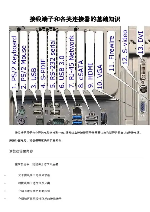 接线端子插接插件与各类连接器的基础知识
