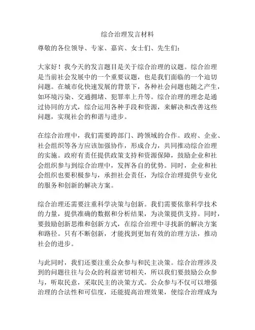 综合治理发言材料