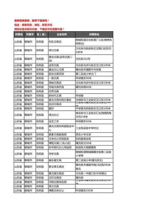 新版山东省聊城市东阿县办公用品企业公司商家户名录单联系方式地址大全48家
