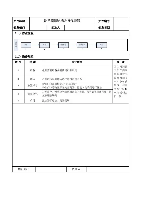 洗手间清洁标准操作流程