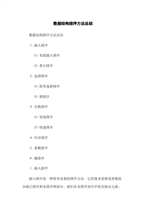 数据结构排序方法总结