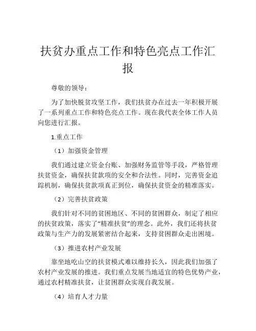扶贫办重点工作和特色亮点工作汇报