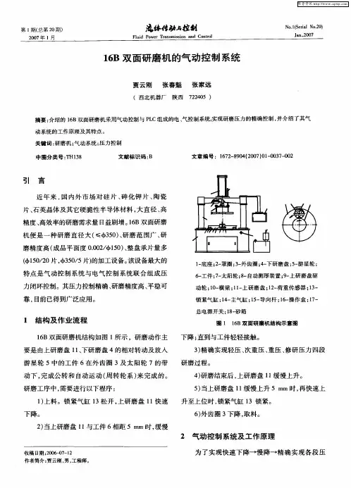 16B双面研磨机的气动控制系统