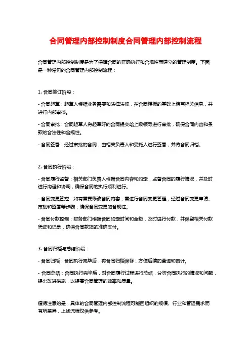 合同管理内部控制制度合同管理内部控制流程