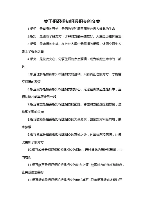 关于相识相知相遇相交的文案-概述说明以及解释