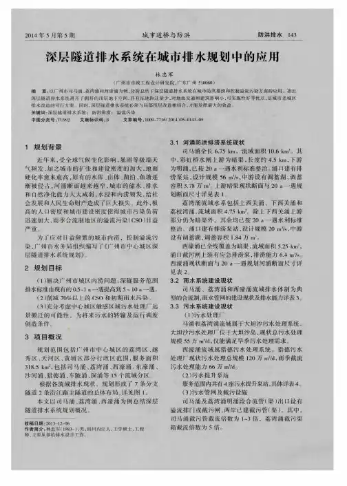 深层隧道排水系统在城市排水规划中的应用