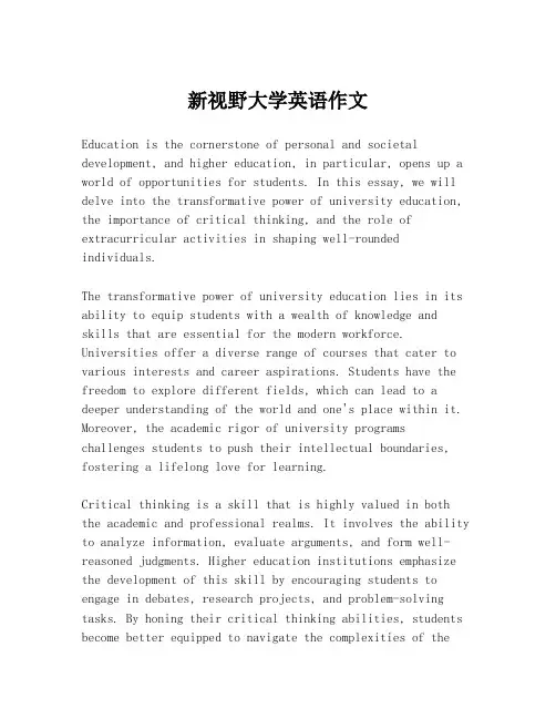 新视野大学英语作文