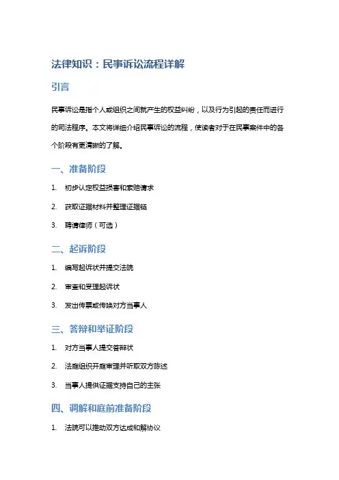 法律知识：民事诉讼流程详解
