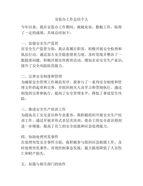 安监办工作总结个人