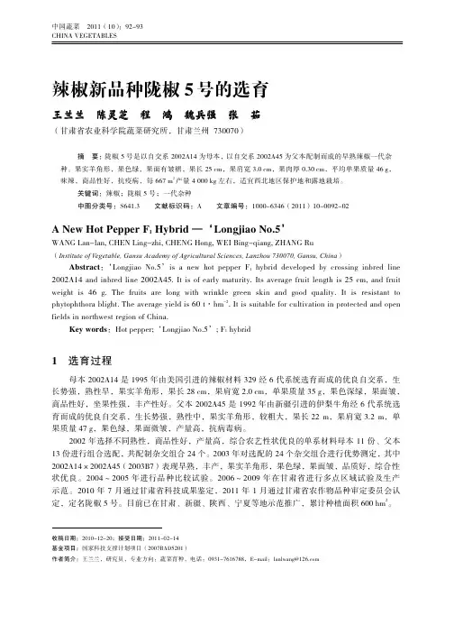 辣椒新品种陇椒5号的选育