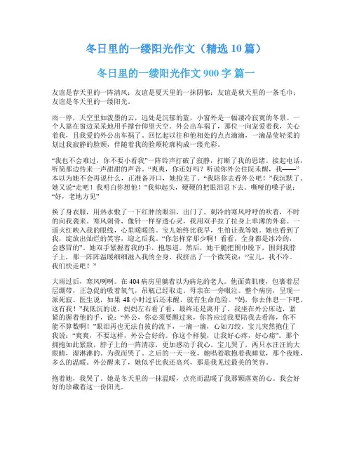 冬日里的一缕阳光作文(精选10篇)