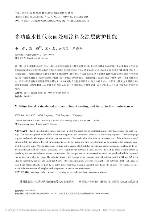 多功能水性低表面处理涂料及涂层防护性能_申琳