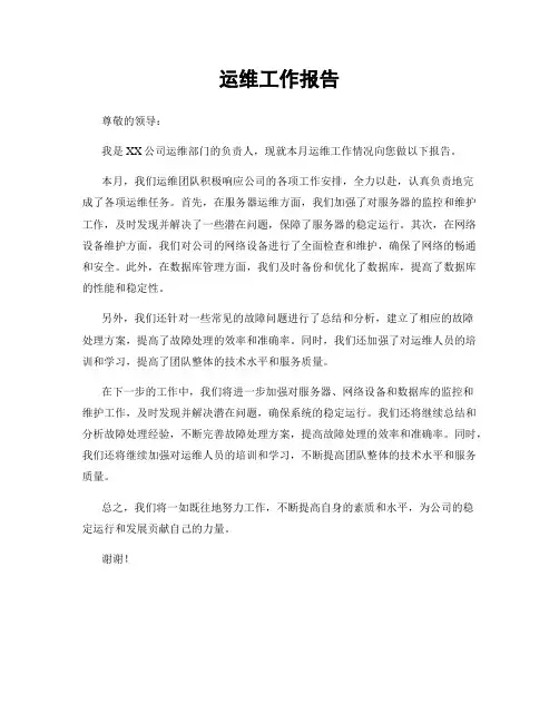 运维工作报告