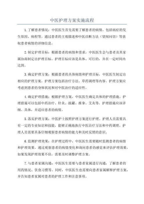 中医护理方案实施流程