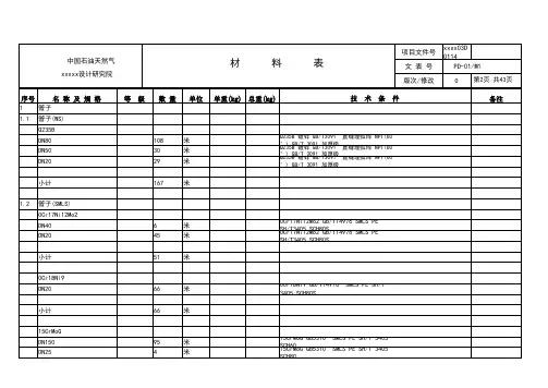 石油管道设计用材料表
