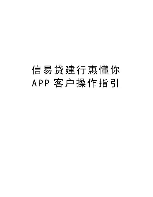 信易贷建行惠懂你APP客户操作指引说课讲解