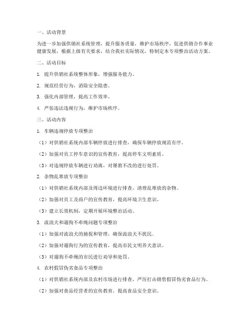 供销社专项整治活动方案
