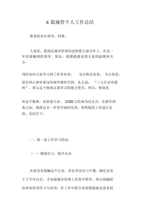 6篇城管个人工作总结