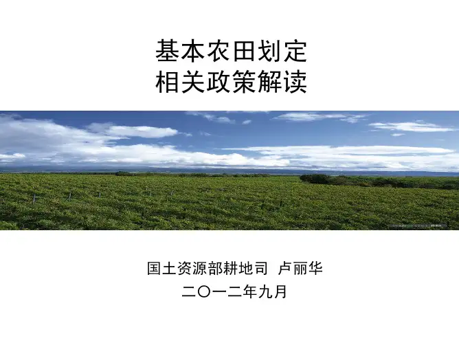 1基本农田划定相关政策解读国土资源部耕地司卢丽华